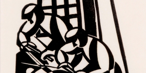 Grinders, 1932 (linocut) By Leonard Beaumont